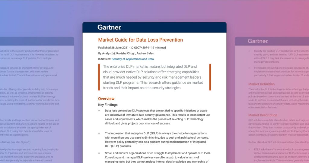 Tessian Recognized as a Representative Vendor in 2021 Gartner Market Guide for Data Loss Prevention